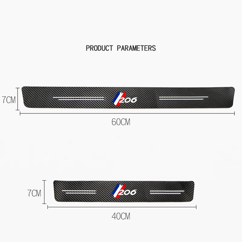 4Pcs Carbon Fiber Car Door Sill Protector Welcome Pedal Decoration Leather Stickers for Peugeot 206 Auto Accessories