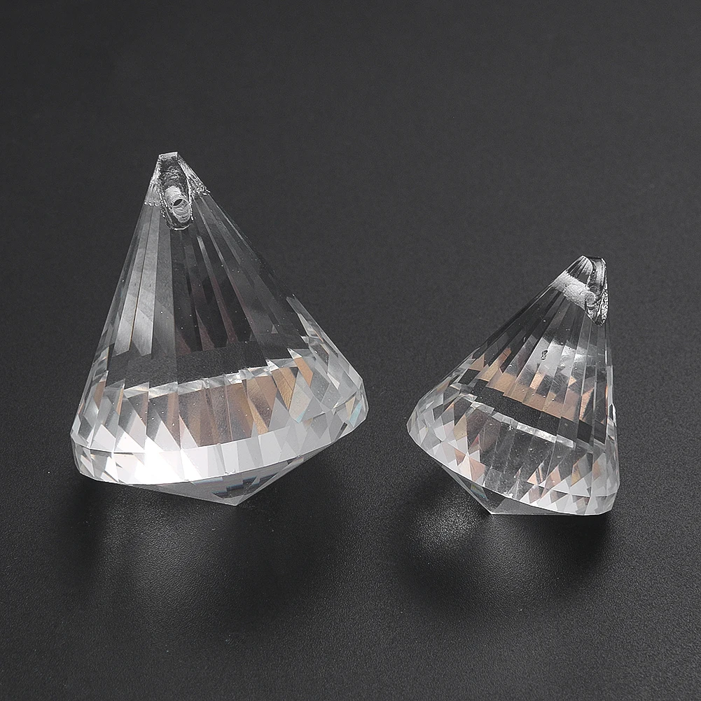 40/50MM Laser Faceted Prism Conical Tapered Herkimer Diamond Glass Crystal Pendant Chandeliers Dangle Shiny Sun Catcher Supplies