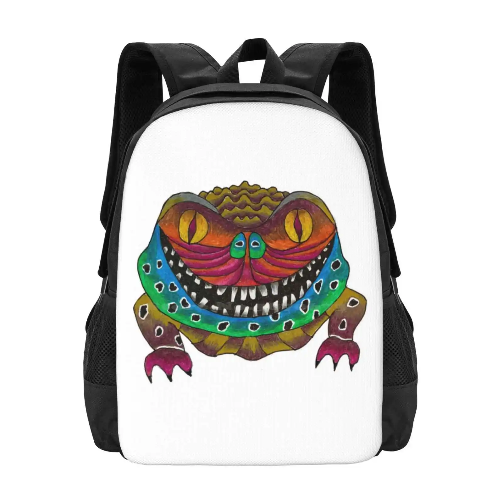 Cheshire Toad Hot Sale Schoolbag Backpack Fashion Bags Animal Toad Amphibian Smile Cheshire Eyes Creepy Scary Menacing