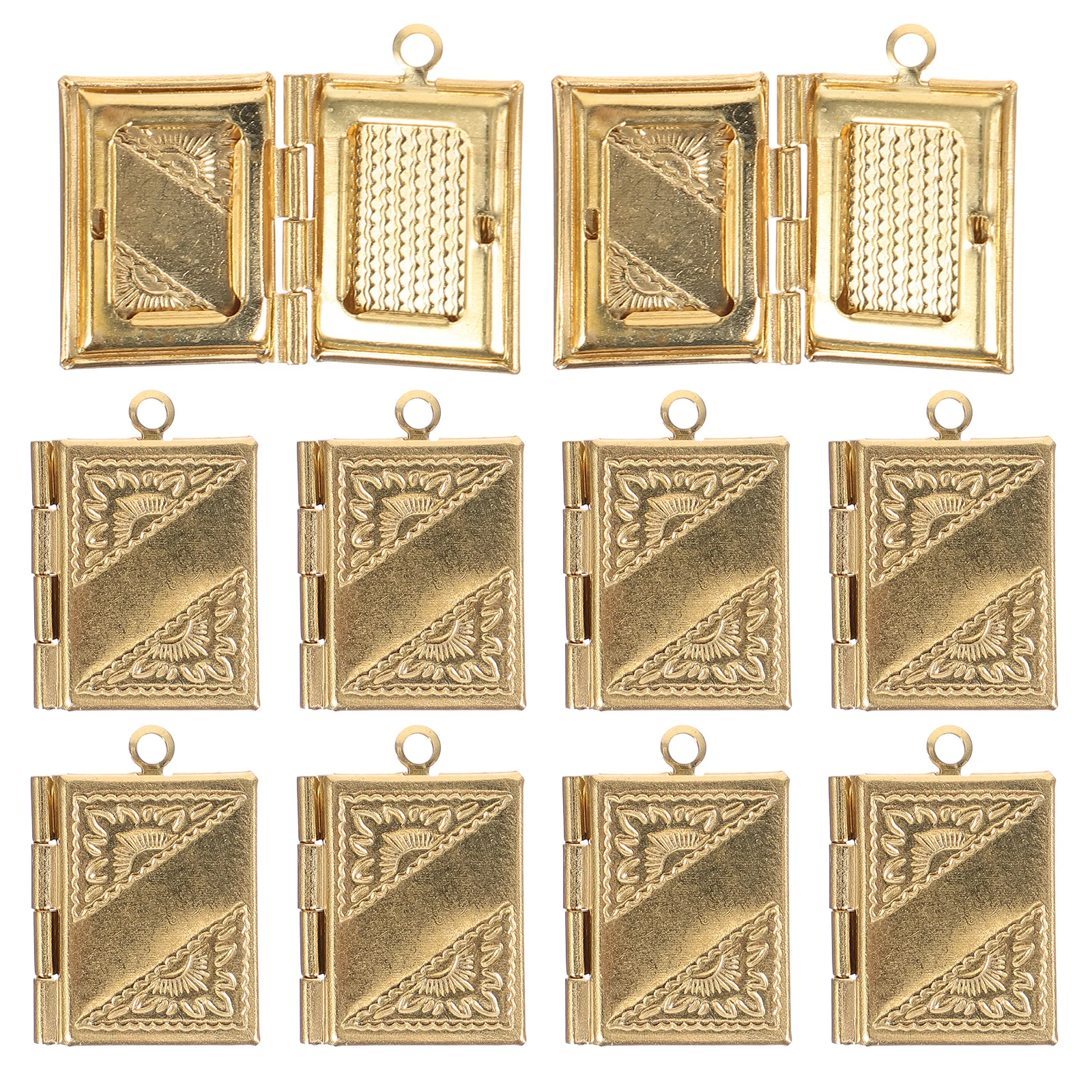 

10pcs Copper Book Mirror Box Vintage Locket Charm Necklace Accessories Picture Shape Pendant Photo Charms Jewelry Making