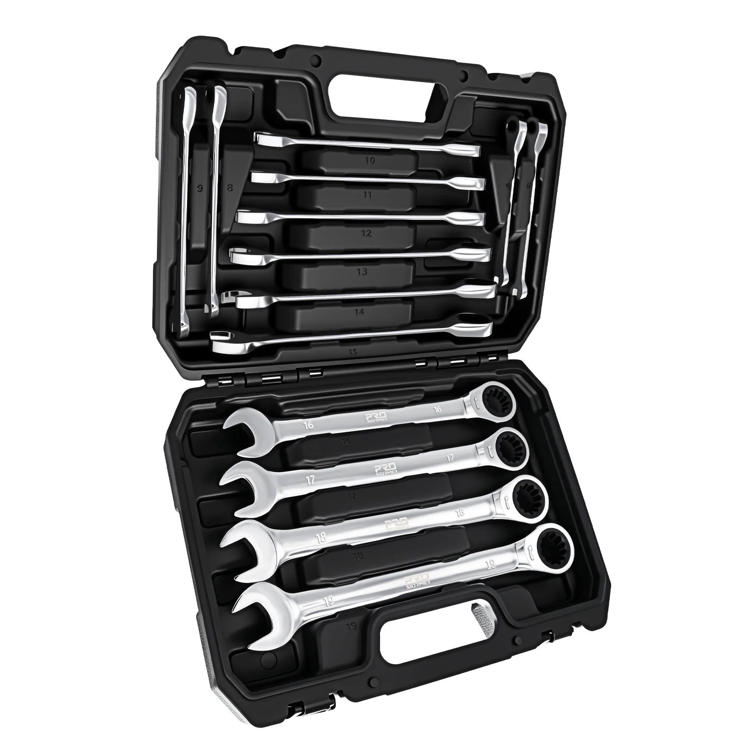 

14 Piece Non-Adjustable Ratchet Wrench Set 6-19mm Metric Chrome Vanadium Steel Ratchet Wrench Set By Prostormer
