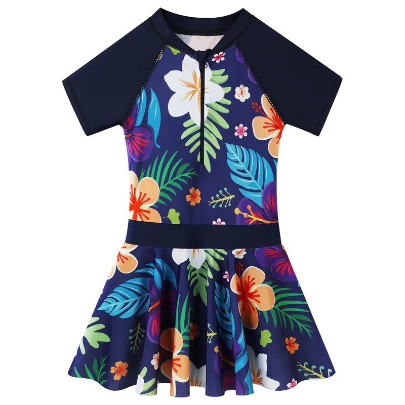 

Купальник для девочек 4–11 лет, UPF 50+, УФ-купальник, солнцезащитный цельный пляжный костюм с молнией, костюм для серфинга, рашгард