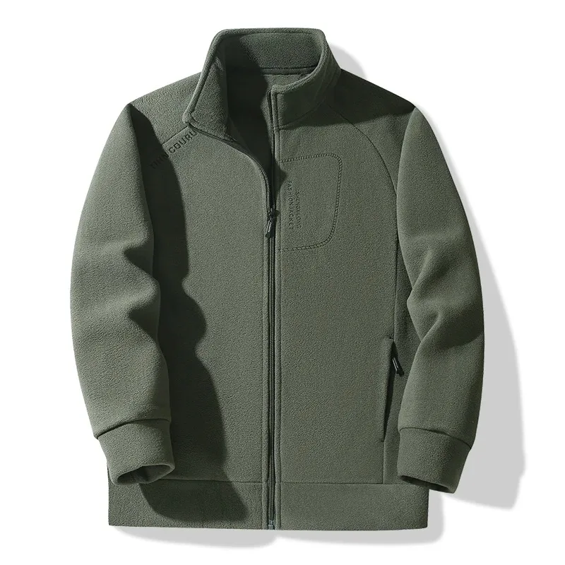 

Fishing Jacket Stand-up Collar Cardigan Thickened Polar Fleece Coat Fashionable Warm Fleece Jacket Mens Middle-aged Loose Jacket