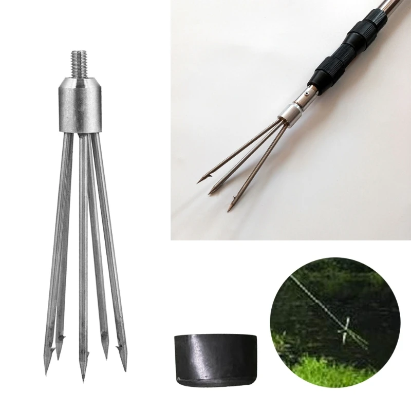 Steel Fish Prong Fork 8mm Screw Head Tackle Accessory Telescopic Stainless Gig