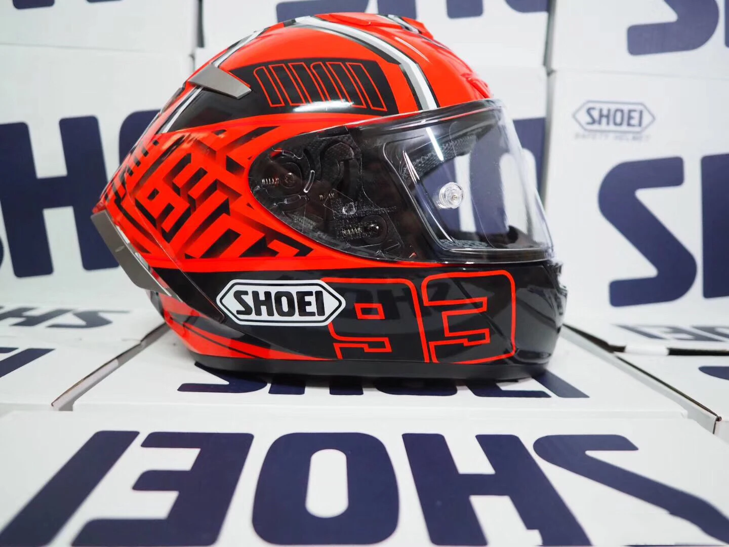 Shoei-オートバイのヘルメット,フルフェイス,X-14 x 14,赤,マルケス,乗馬,モトクロス,レーシング,オートバイ