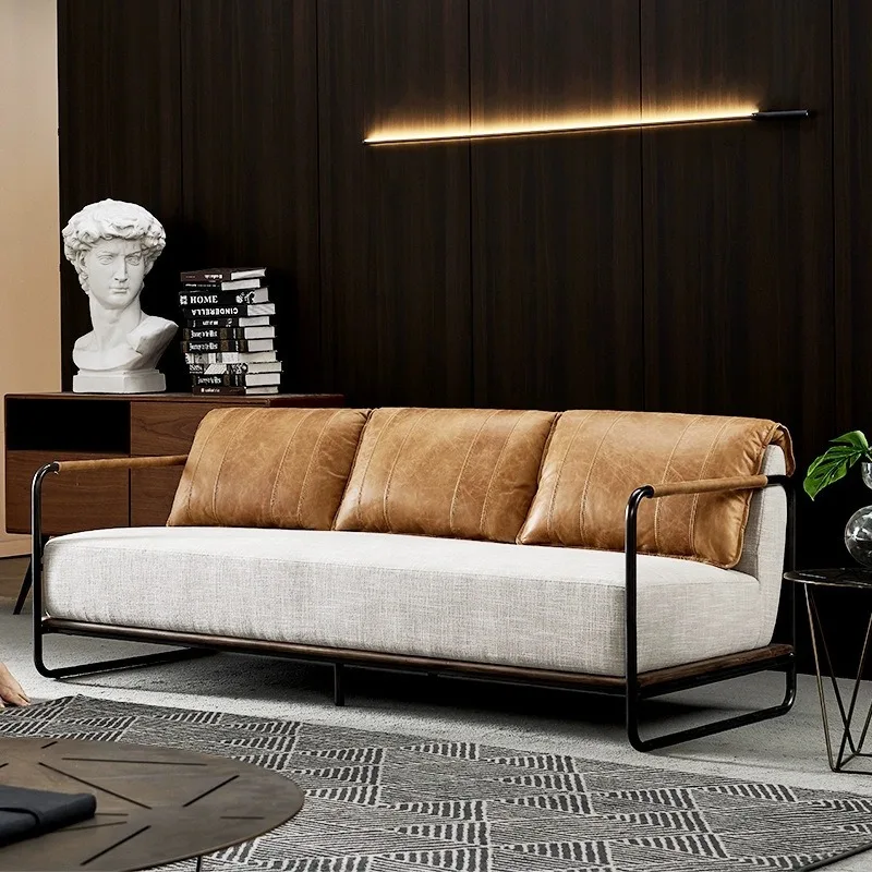 Wrought iron sofa chair, retro industrial style light luxury simple living room sitting area sofa, designer single sofa