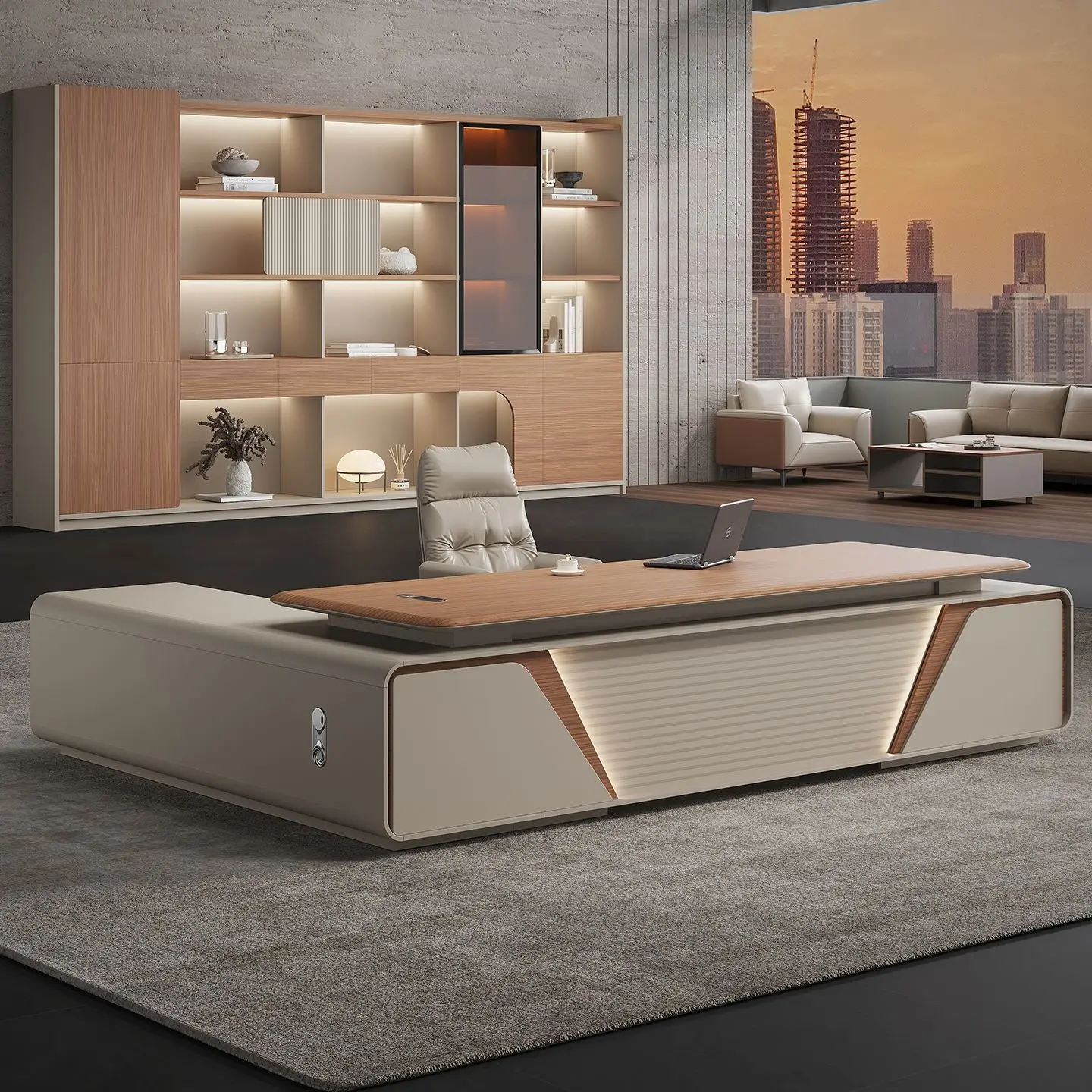 Light luxury boss desk, senior sense manager desk and chair combination, simple modern blister technology, president's room,