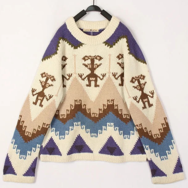

Винтажный теплый шерстяной свитер-кардиган в этническом стиле с ромбовидным узором, в японском стиле Харадзюку, для повседневной носки, длинный, размер S