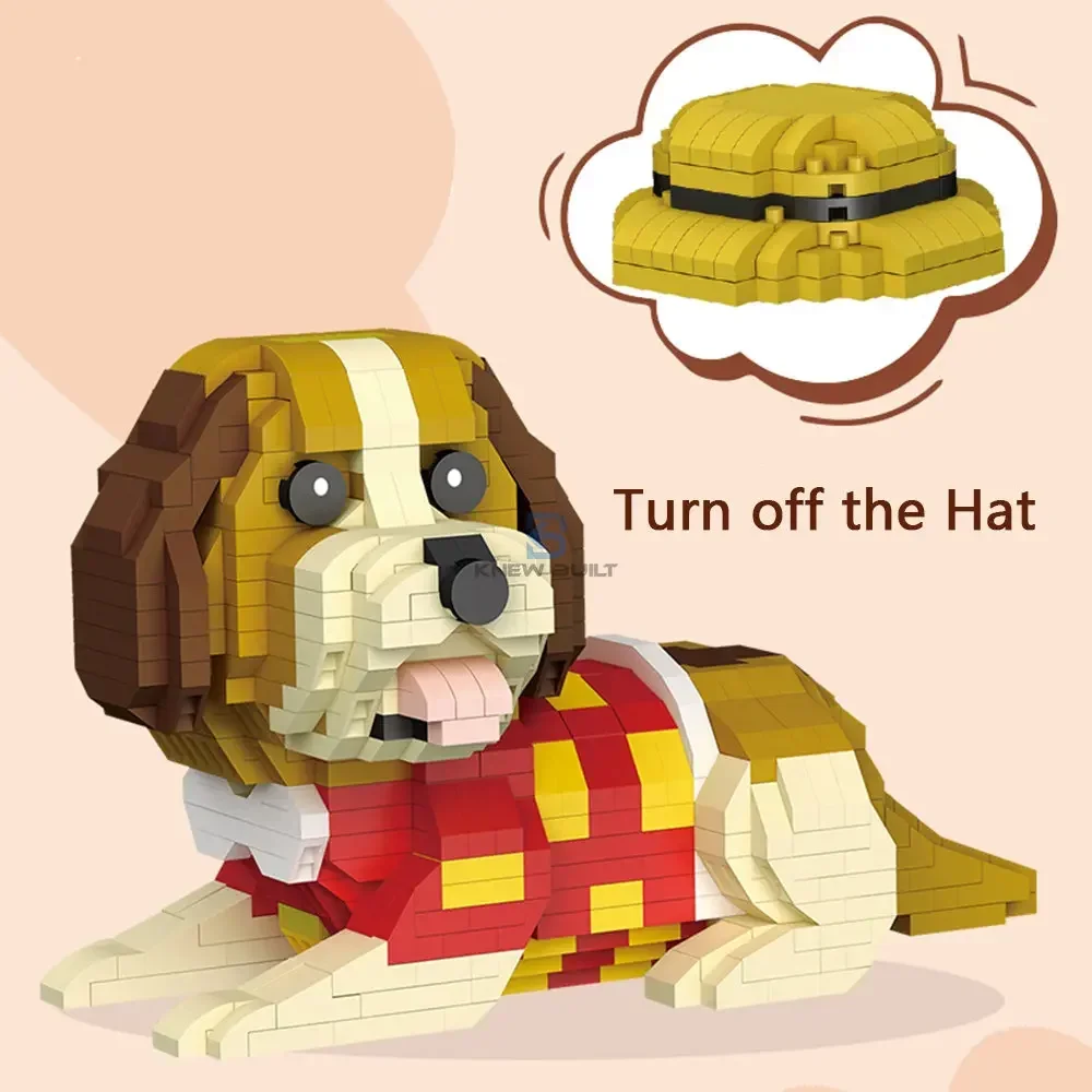 Simpatico modello di cane da compagnia Micro mini blocchi di costruzione giocattoli - Decorazione da tavolo, giocattolo educativo, assemblaggio semplice, regalo di festa perfetto per i bambini