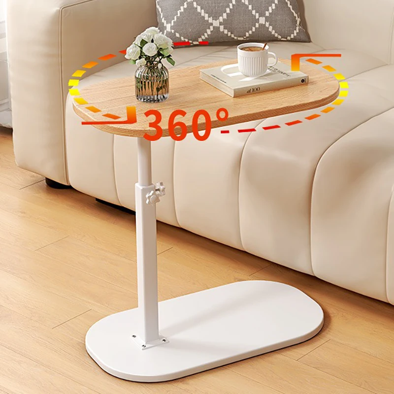 Vantic C Shaped End Table, Small Couch Side Table, Sturdy Slide Under Sofa Table with Metal Frame for Living Room & Bedroom