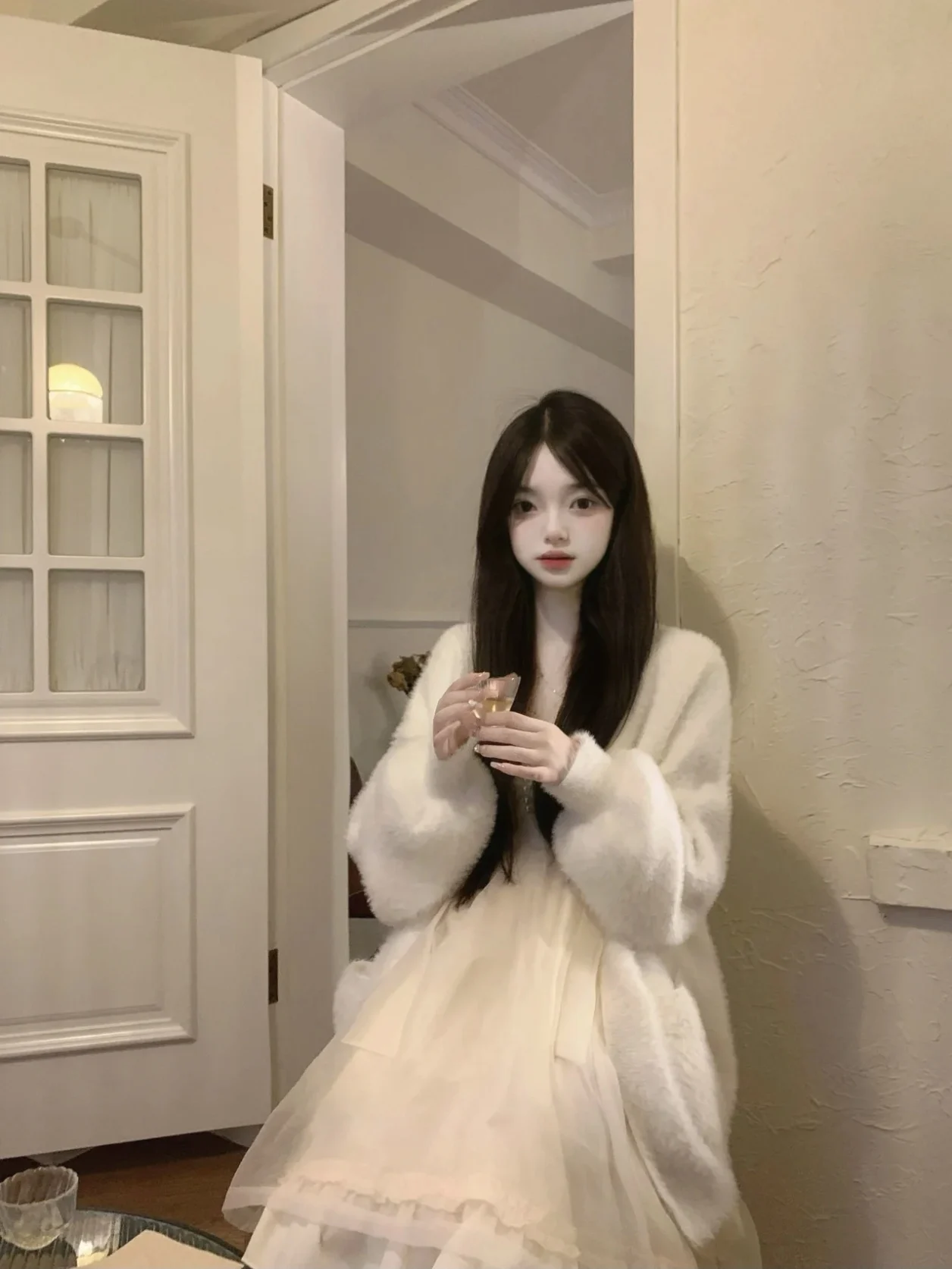 Frauen Lose Gestrickte Faux Nerz Pullover Mantel Herbst Winter Flauschigen Ins Sle Koreanische Version Neue 2025, Warme V Ne lange Sve