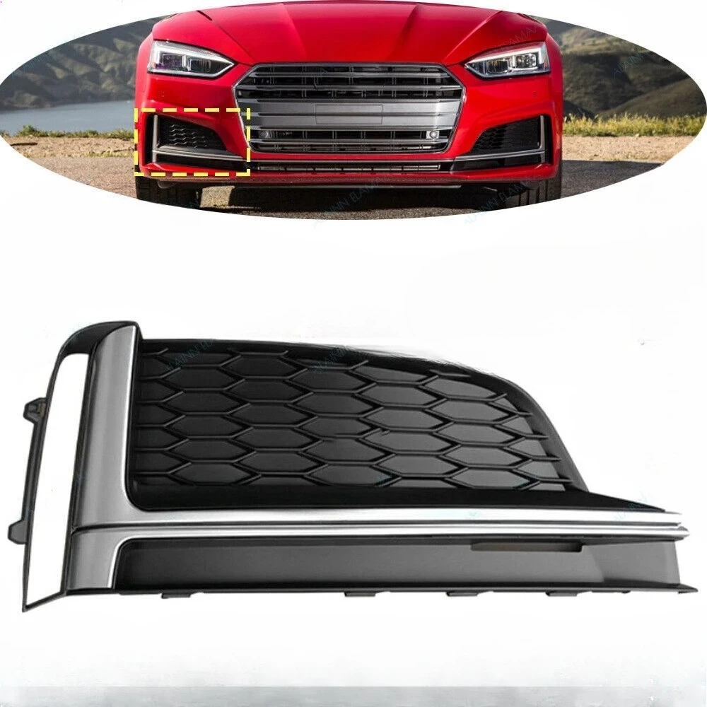 

Подходит для Audi S5 A5 S-line 2018-2019 8W6807681F 8W6807682F левый и правый передний бампер, боковая внешняя противотуманная фара, решетка лампы, крышка