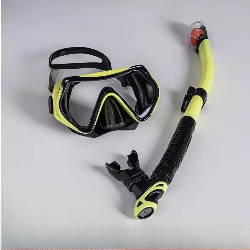 Adult Dry‑Top Snorkel Set, Tempered‑Glass Anti‑Fog Diving Mask with Leak‑Proof Silicone Skirt for Snorkeling Freediv Water Sport