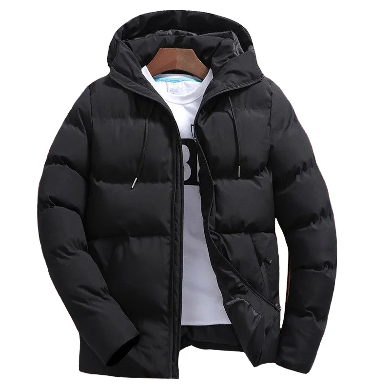 Men\'s Coats Winter Parkas Casual Solid Hooded Parka Coat Men Long Sleeve Windbreak Lightweight Padded Jackets Streetwear Jacket