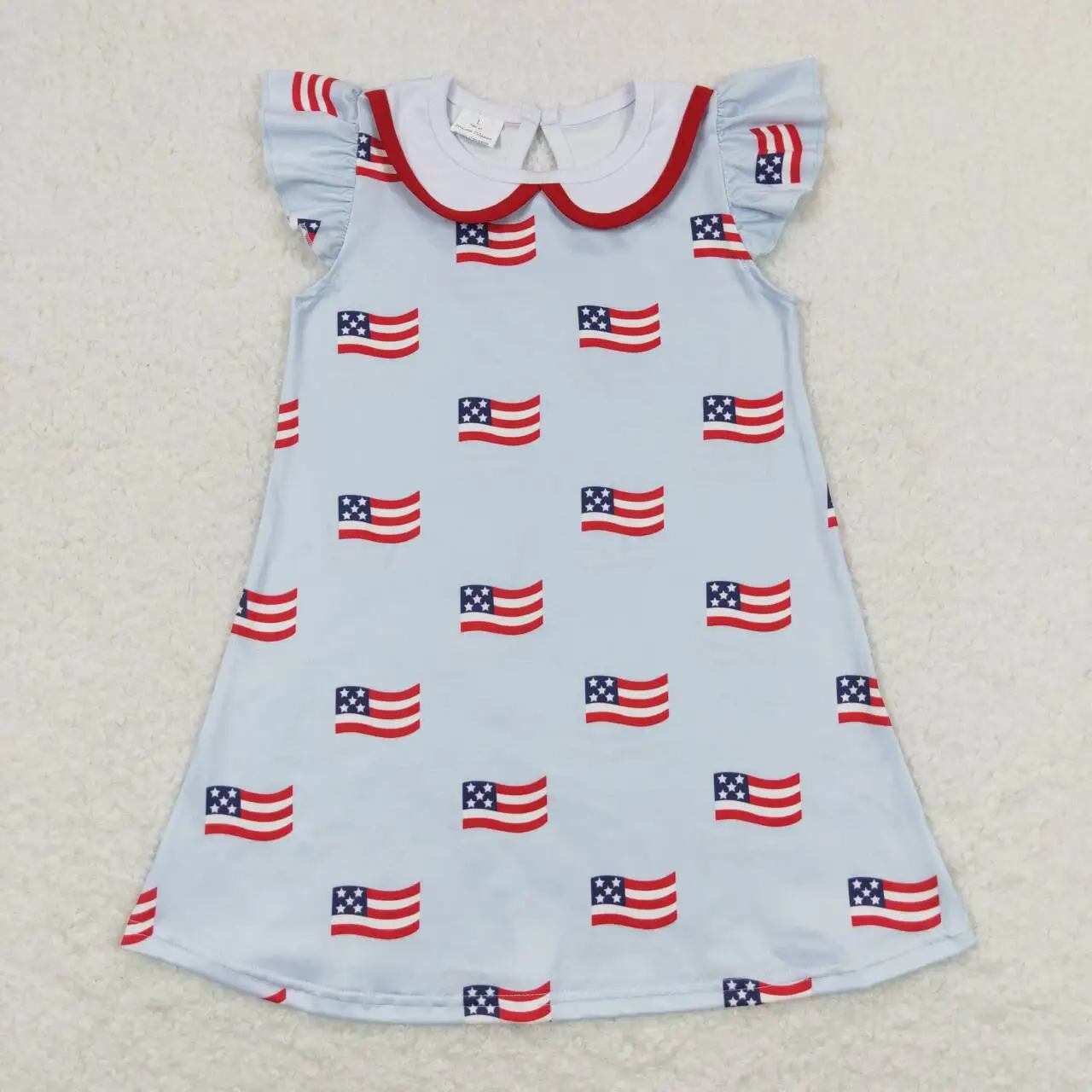 Toddler Girls blue USA Flag Dress Baby Wholesale boutique summer July 4th Clothing Children Kids Sleeveless twirl Skirts