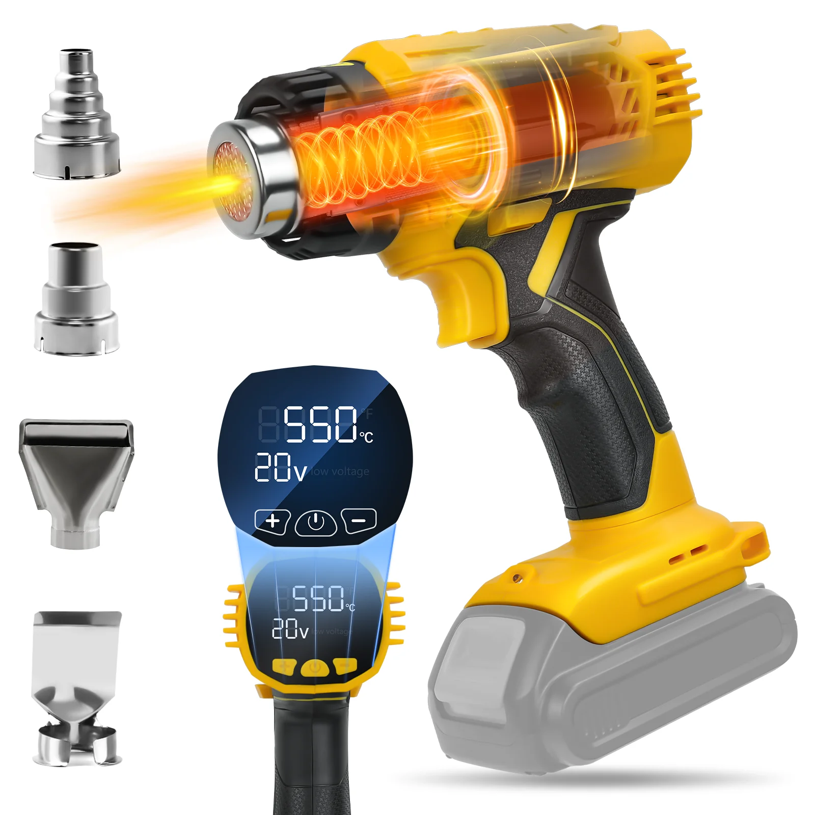 

Cordless Heat Gun 400W 50℃-550℃ LCD Digital Display Fast Heating Hot Air Gun Overload Protection Fit for Dewalt 20V Battery