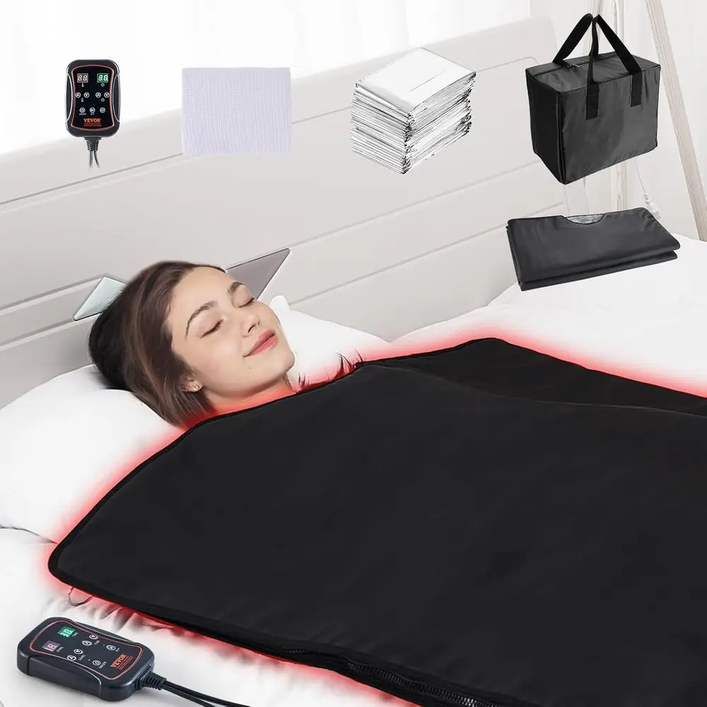 

Sauna Blanket or Detoxiication, Portable ar Inrared Sauna or Home, Pauna Bag w/Therapy Stones & Carbon iber Heating, 1-6 Level A