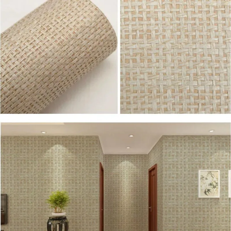 Imagem -06 - Papel de Parede de Pano de Grama Natural Hotel Decore Novo Design