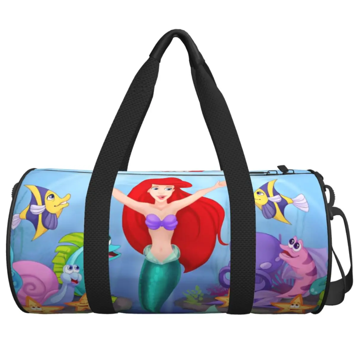 

Дорожная сумка Ariel The Little Mermaid Flounder, тренировочная спортивная сумка для пары, большая вместительная графическая спортивная сумка для фитнеса, сумки