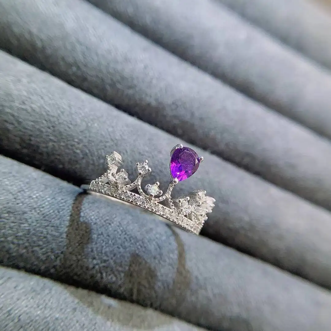 KJJEAXCMY New Jewelry Natural Women's Amethyst Ring 925 silver inlay Colorful and splendid High clarity supports detection