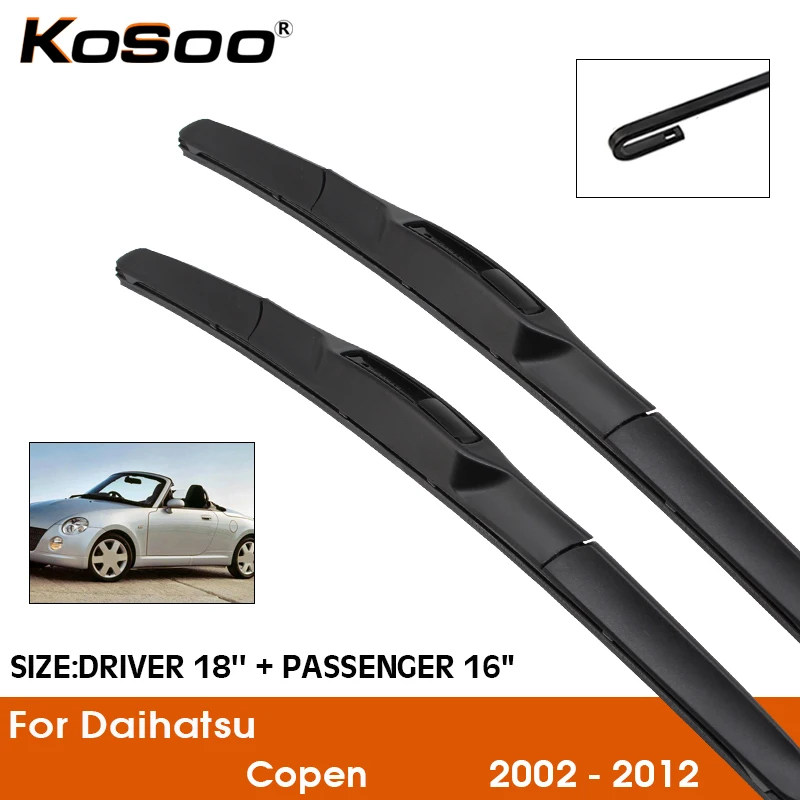 

Car Wiper Blade For Daihatsu Copen 2002-2012 Windshield Rubber Silicon Refill Front Window Wiper 18"+16" LHDRHD Auto Accessories