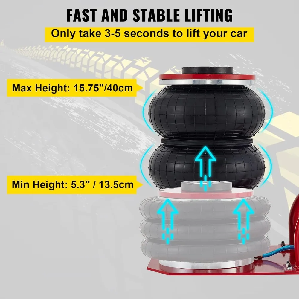 Triple Bag Air Jack by VEVOR - 3 Ton Capacity, Fast Lifting for Cars up to 15.75 Inches