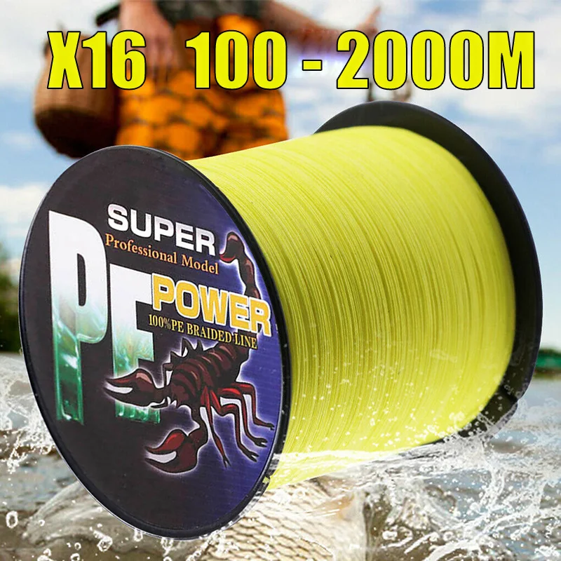 DORISEA 16 Strands 100M - 2000M Hollow Core 100% PE Extreme Braided Fishing Line 20LBs-500LBs Assist Line Yellow