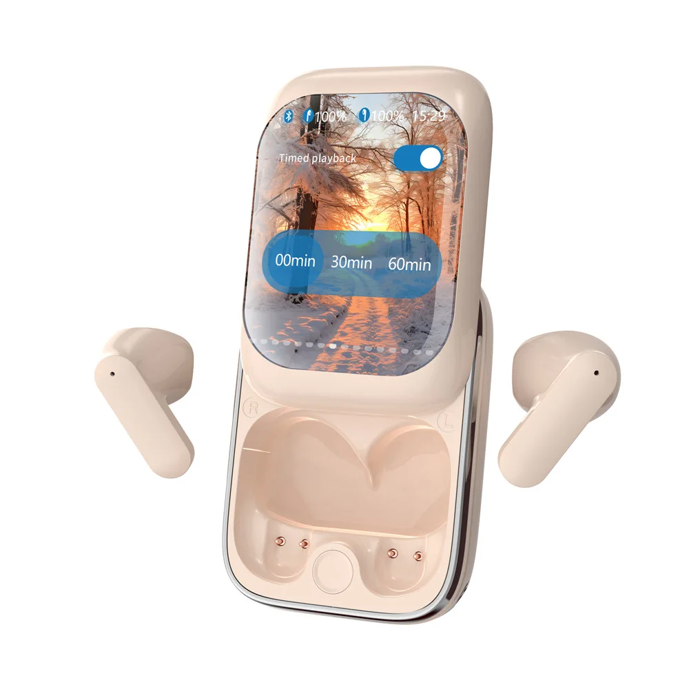 H8 슬라이드 컬러 스크린 블루투스 이어폰 무선 TWS 고화질 소음 감소 매우 긴 배터리 수명 음질