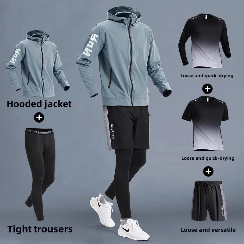 

Men's Sportswear Set Running Gear Training Wear Quick-Dry Clothes Cycling Tights Four Seasons Sports Fitness for Mens Clothing