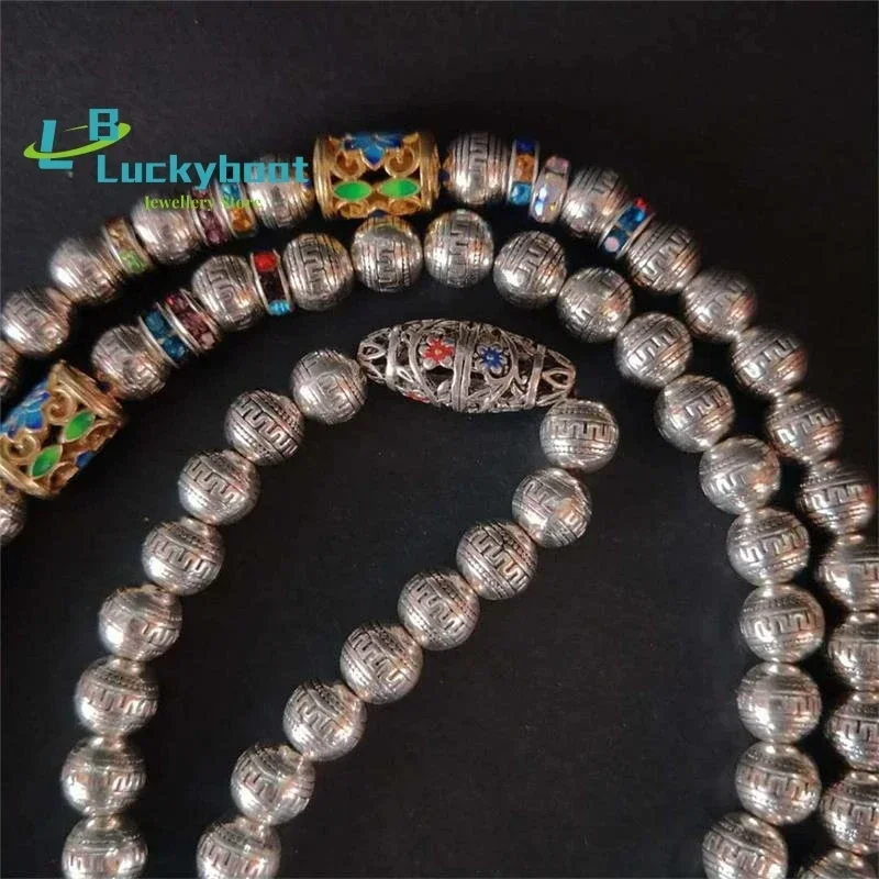 9mm Pure White Copper Nepal Brass Beads Long 108 Necklace or Strand Bracelet Men's Buddhist Meditation Rosary 108 Mala Dropship