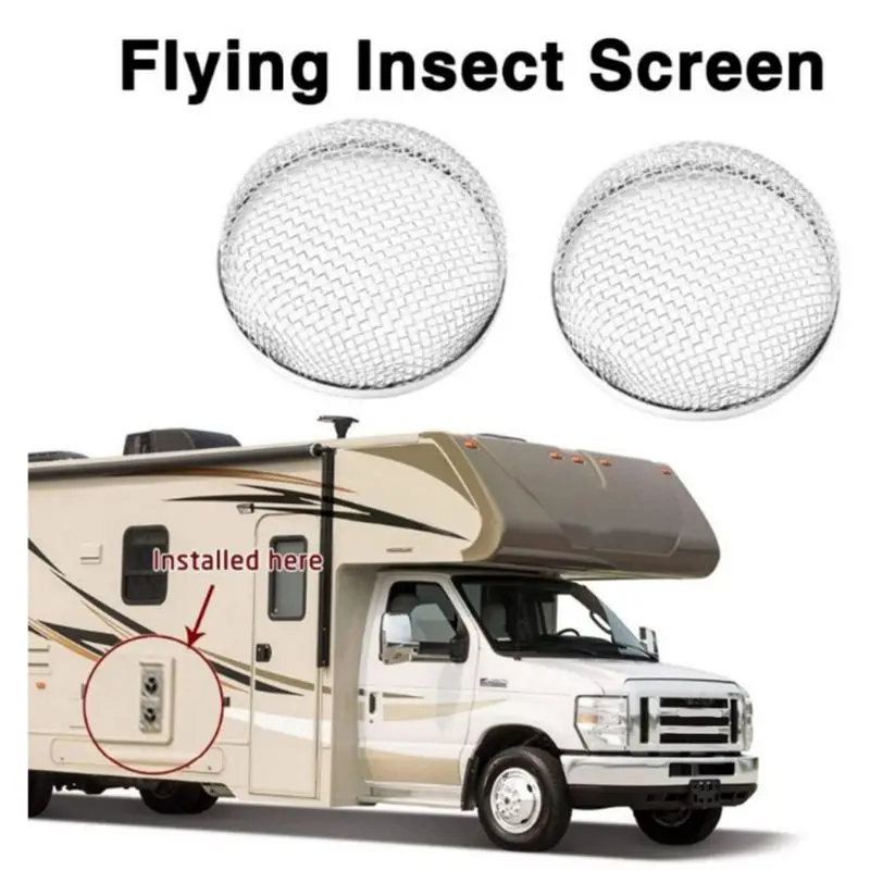 2 Pack Flying Insect Screen Stainless Steel RV Furnace Vent Cover Mesh With Tools Camping Parts Accessories