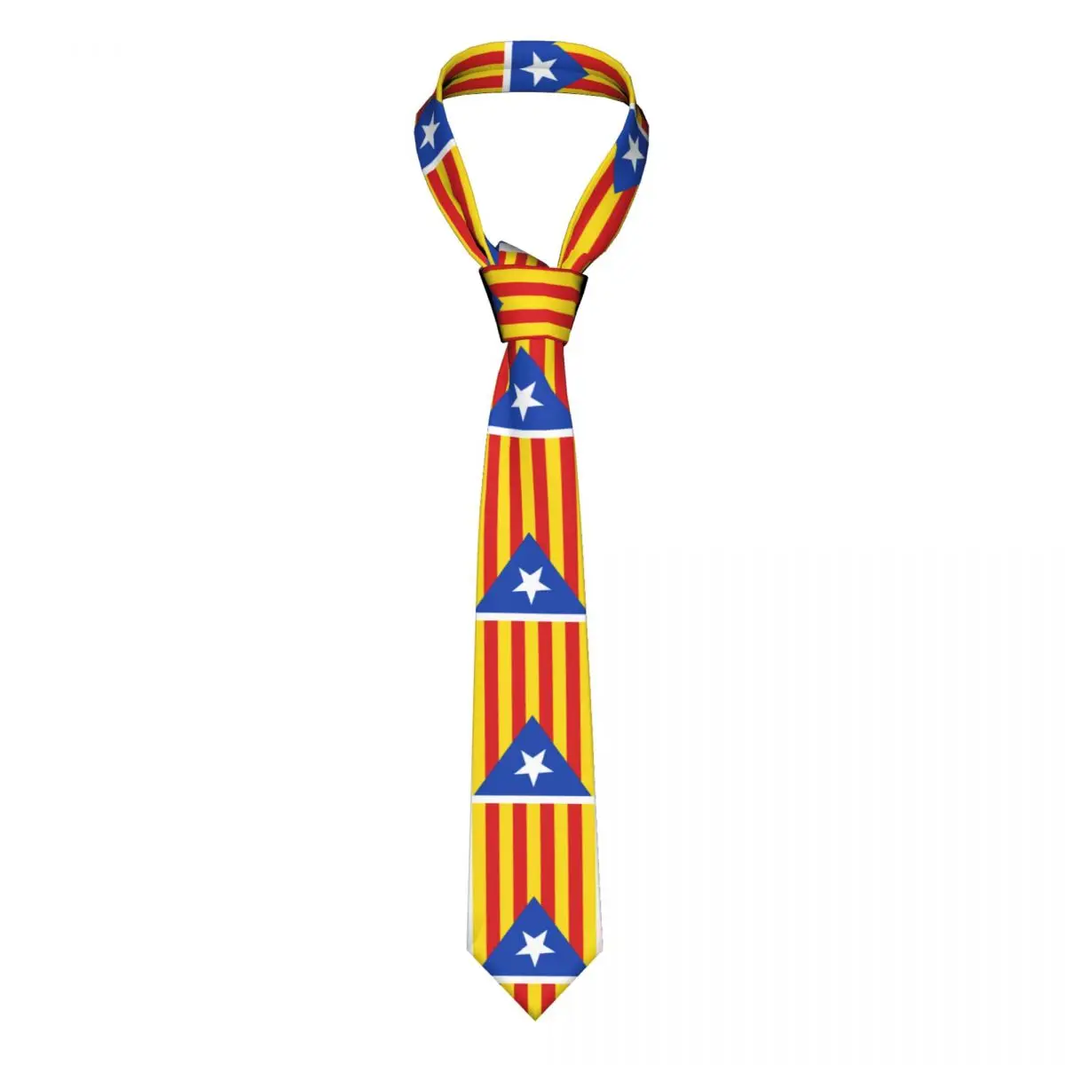 Flag Of Catalonia Necktie Men Skinny Polyester 8 cm Classic Neck Tie for Men Daily Wear Cravat Wedding Cosplay Props