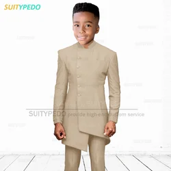 2023 New Long Blazer Suit Sets For Kids Evening Dinner Formal Outfits Teenager Birthday Party Fashion Tuxedo Pants Two Pieces