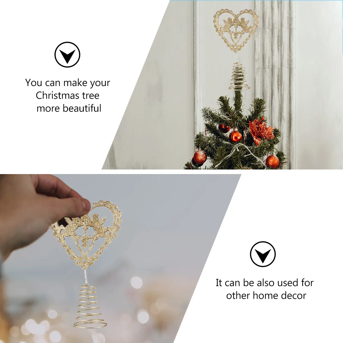 

1pc Star 15X8.5X4Cm Golden Metal Christmas Decoration Holiday Party Star Tree Topper Ornament Christmas Tree Topper