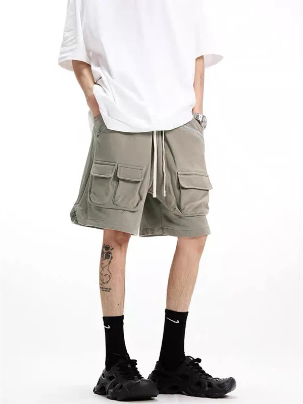 

American Street Style Casual Loose Men's Shorts Multi-Pocket Zipper Tactical Workwear Heavyweight Shorts Youth Summer Fashion