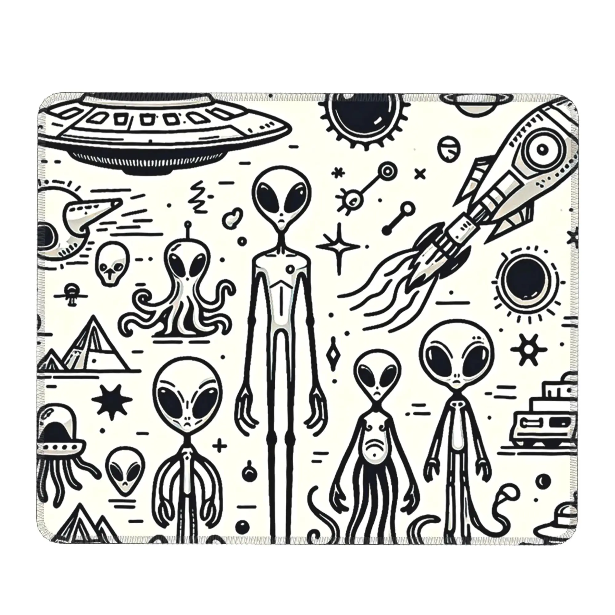 Fantasy UFO And Alien Landscape Mouse Pad Computer Keyboard Mouse Mat Gamer PC Laptop Desk Mat Office Accessories Table Mats