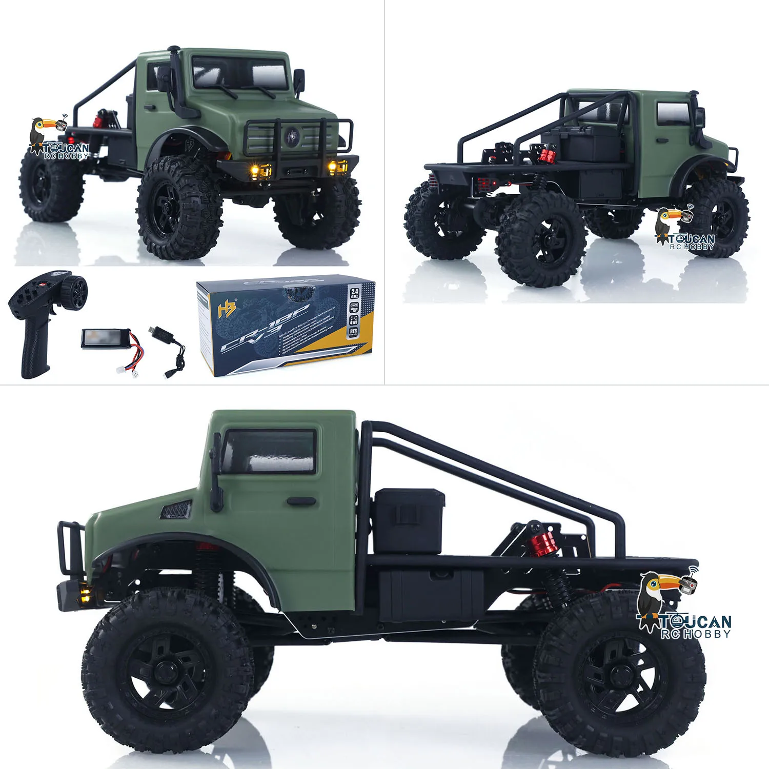 

CR18P V3 THunter 1/18 RC Climbing Car 2.4G Wireless Control 4WD Rock Crawler Car Hobbywing Brushless Motor ESC RTR LED Lights