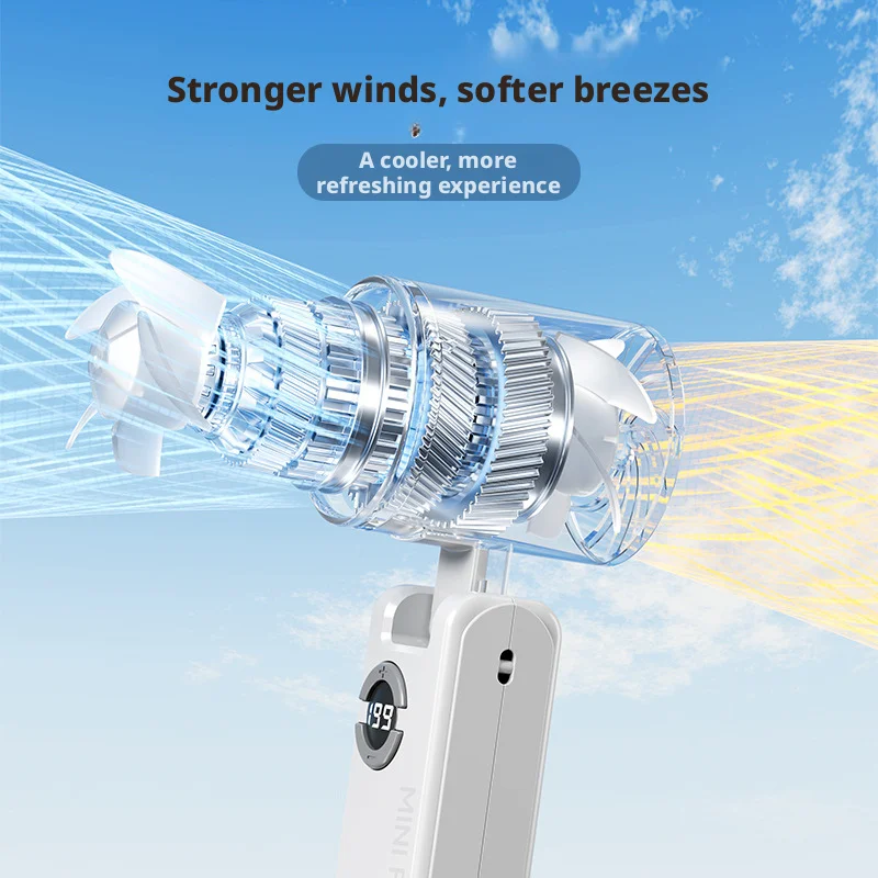 2026 New Portable Handheld Fan199 High-speed Powerful Adjustable Turbo USB RechargeableFans LED Display MINI Turbo Fan image 5
