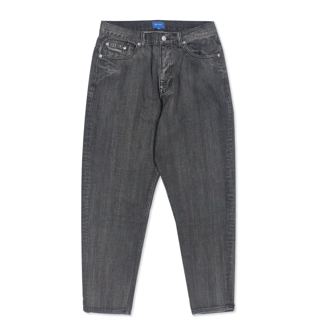 Calças Jeans Cone Retrô Japonesas das sex Cor Pura Casual Denim Crimento 9/0 Marca  Estilo Solto com Botões