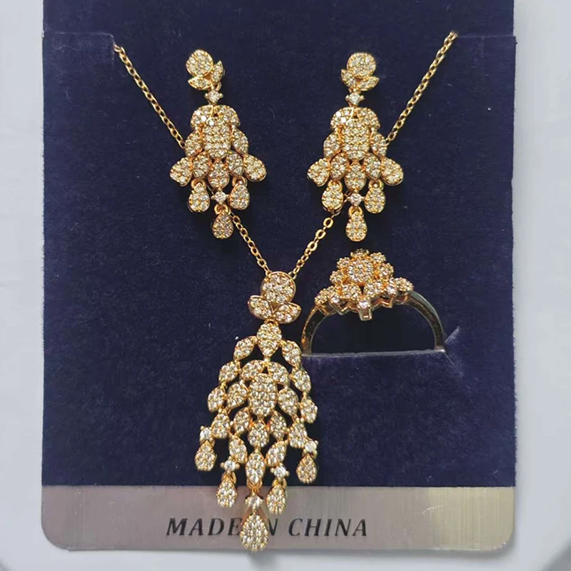 Jewelry Sets HADIYANA Vintage Elegant Wedding Bridal Crystal Jewels Cubic Zirconia CN4211 Accessories For Women