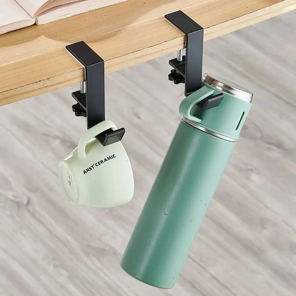 Convenient Portable Desk Edge Hook Punch-free No Paste Desk Hanger Adjustable Spacing Save Your Space Hanging Bag Hook Desk Side