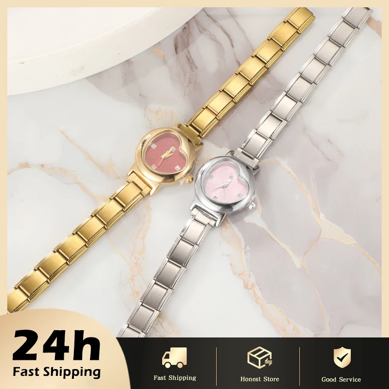 Y2K 9MM Width Italian Charm Heart Oval Round Elastic Watch High Quality Bracelets Bangle For Birthday Daily DIY Jewelry Gifts