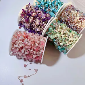 1メートル/ロット不規則な石のビーズ銅チェーン4mm真珠のビーズリンクリンク 10ベストセールスクンダンイヤリング-2