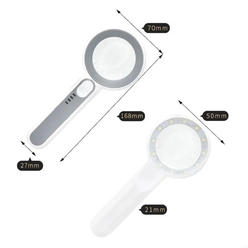 

Rechargeable Handheld Magnifier 3 Lighting Modes Illuminated Glass