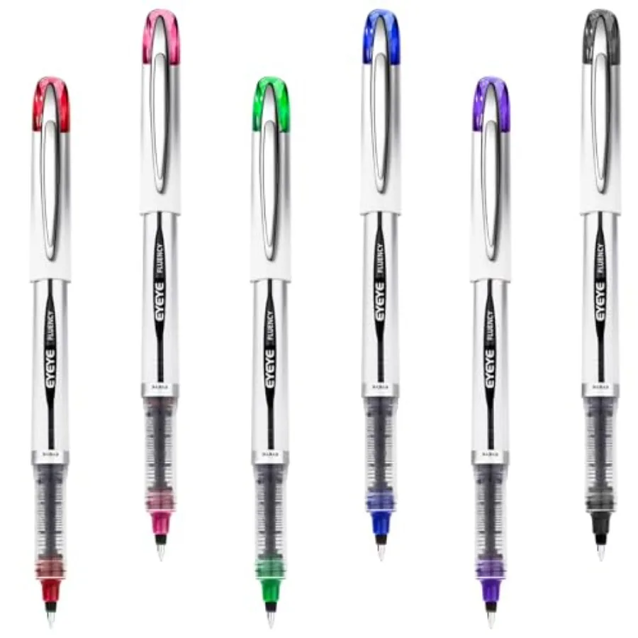 

Liquid Ink Rollerball Pen, 6 Assorted Colors Medium Point Pen Quick Dry, Liquid Ink Pens Fine Point Smooth Writing Pens for Jou