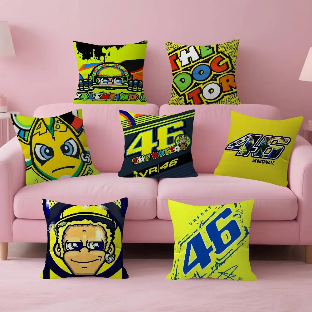 V-Valentino Moto Gp R-Rossi 46   Cushion Cover Pillowcase Upholstery Sofa Throw Pillow Home Decor Pillowcas