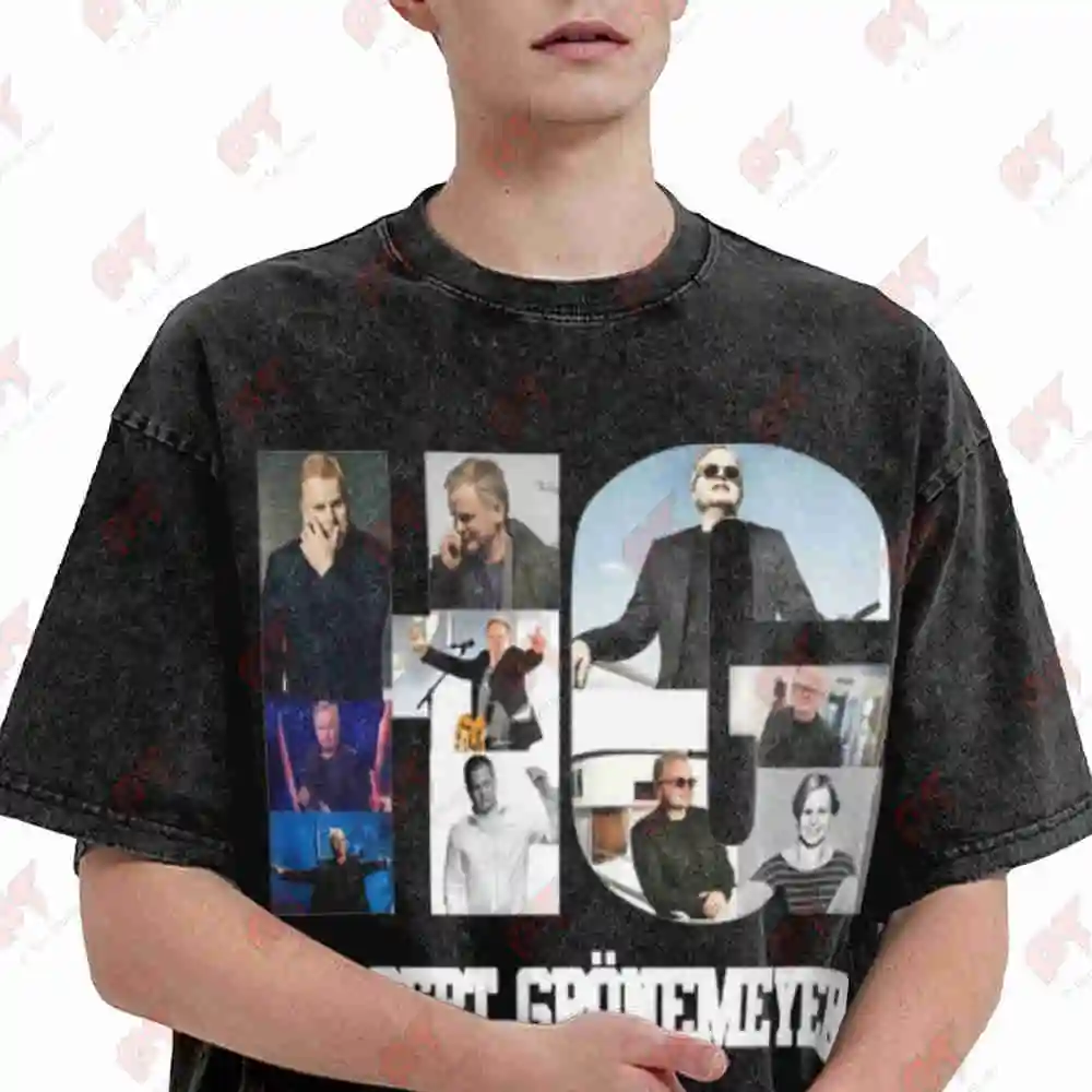 Herbert Gronemeyer Signature Photo Collage Vintage Washed Tee Pure Cotton T-Shirt
