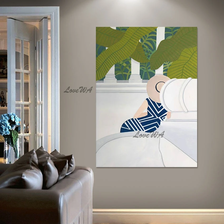 Custom Artwork Beautiful Girls Back Hand Painted Oil Paintings, Modern Decorative Canvas Art, Wall Pictures for Living Room