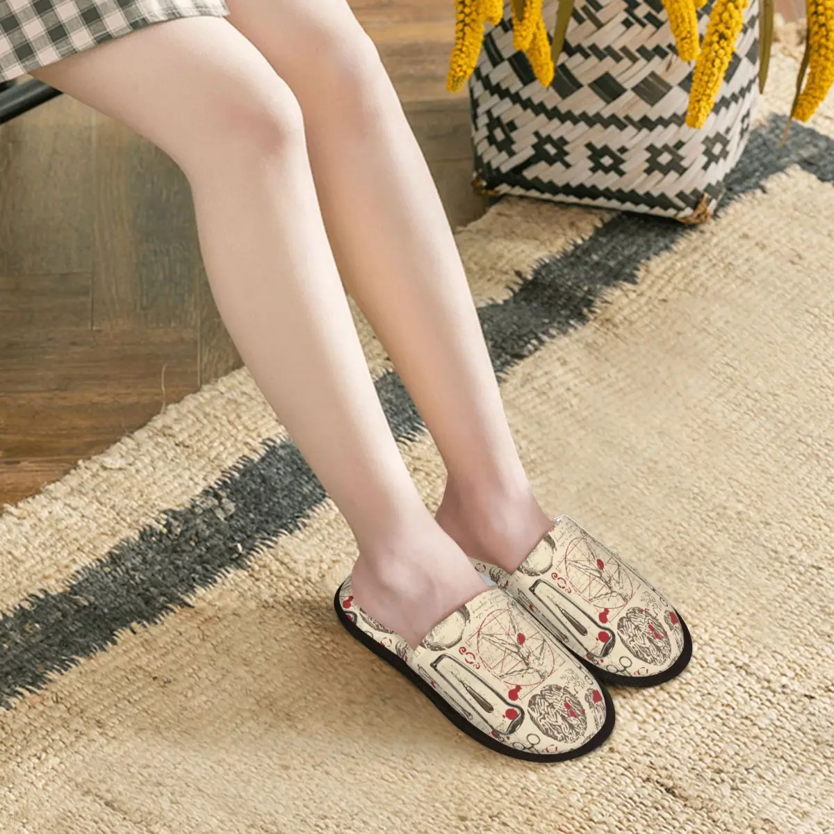 شباشب ضيوف بنمط التشريح الطبي للنساء في الفنادق أحذية منزلية مطبوعة حسب الطلب #5