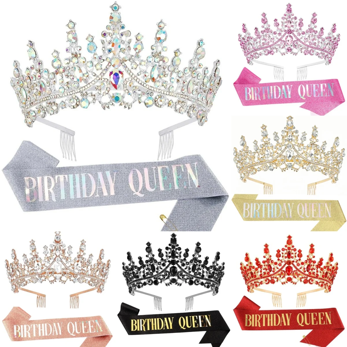 

Барочный бант-накидка с камнями для дня рождения, корона-тиара, повязка на голову, бант для дня рождения с булавкой, украшение для вечеринки в честь дня рождения